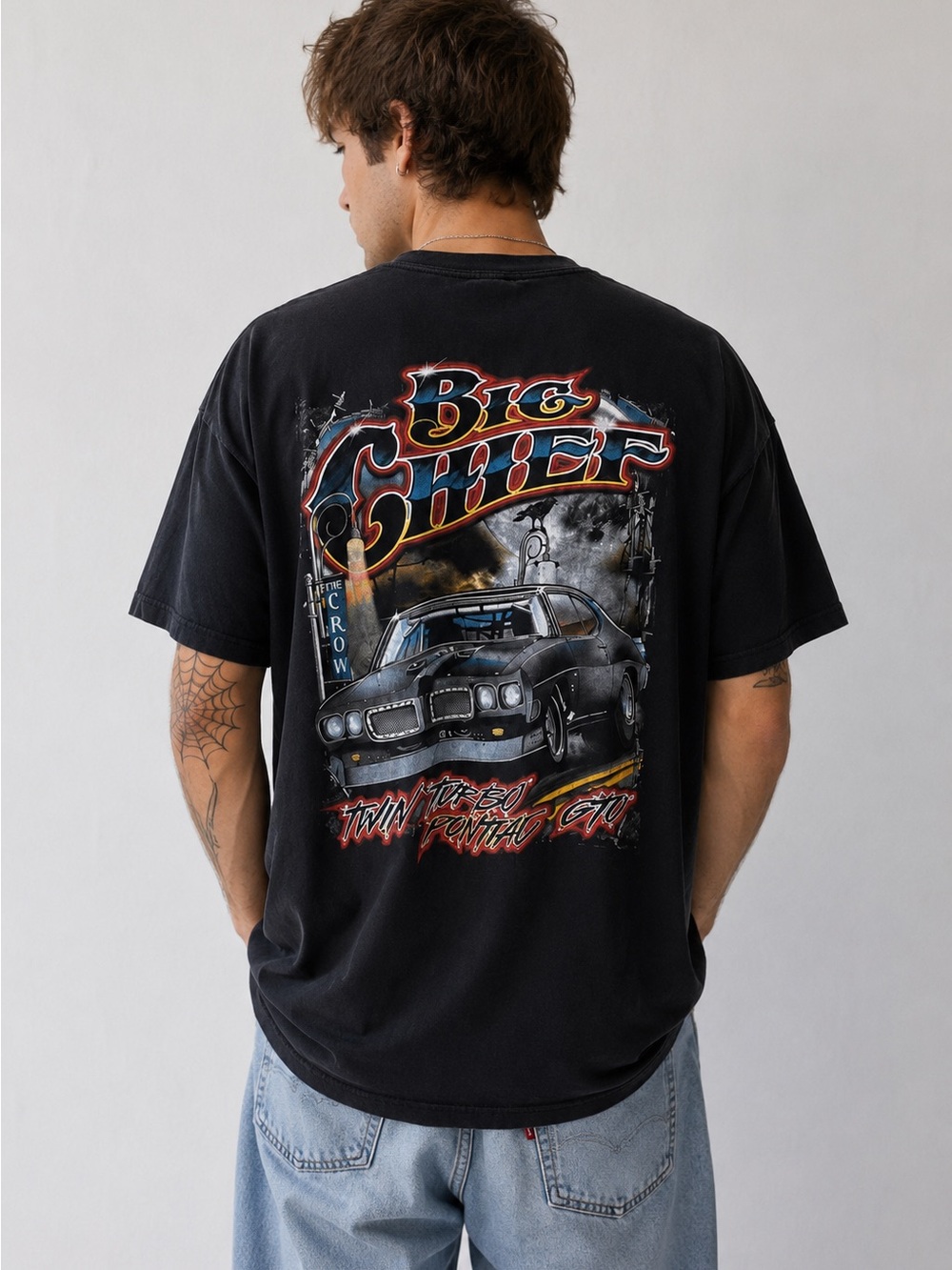 The Crow Big Chief Pontiac GTO Graphic Tee XL Black Muscle Car T-Shirt